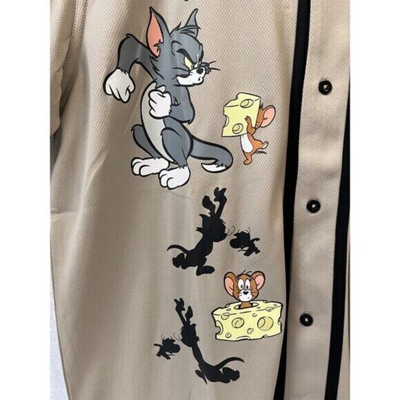 Tom & Jerry Men's‎ Front&Back Graphic Jersey Baseball Shirt NEW - Picture 5 of 11